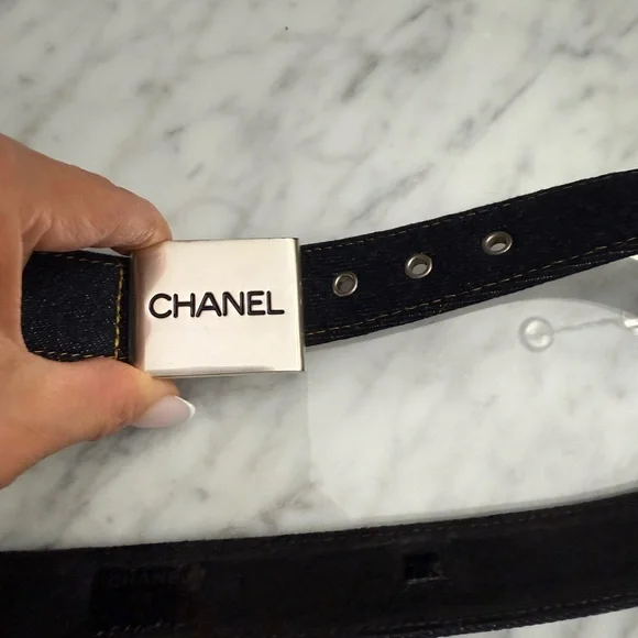 Rare Vintage CHANEL 1996 Kate Moss Fashion Show Belt denim navy blue 78cm  30” Rare Vintage CHANEL 1996 Kate Moss Fashion Show Belt denim  main image 3